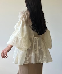 AERMA | 2way tiered sheer volume blouse(light beige)(シャツ/ブラウス)