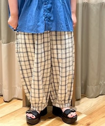 綿麻平織りウエスト切替ギャザーバルーンパンツ | パンツ