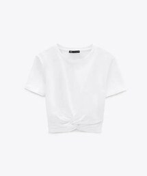 ZARA | ZARA ノット付きTシャツXS　¥1,190(Tシャツ/カットソー)