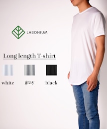 LABONIUM | LABONIUM ラウンドＴシャツ / 通常の着丈より長めの仕様にしラウンド仕立てたロング丈ラウンドタンクトップ。コットンとポリエステル混合素材でサラッとした肌触りで、シワになりにくい仕様。洗濯してもシワになりにくい為、オープンカラーシャツ、パーカーの下に着用してもゴワツキ感が無く着用出来ます。一年中を通して着用出来るマストアイテム。(Tシャツ/カットソー)