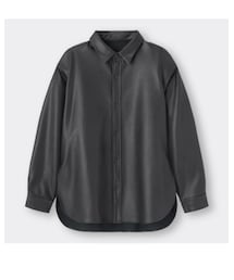 GU | フェイクレザーオーバーサイズシャツ(シャツ/ブラウス)