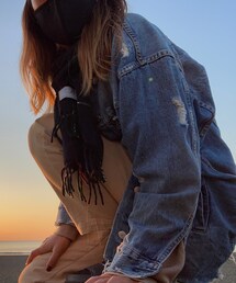 ZARA | ZARAのオーバーサイズデニムジャケットは裾の所を切って少しアレンジしてます。(デニムジャケット)