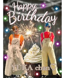 ゆかちゃんとリンクコーデ🥰 | オレンジ🍊ニット買ってくれたゆかちゃんを追いコーデ😊お誕生日祝いの思い出🎂(ラッピングキット)