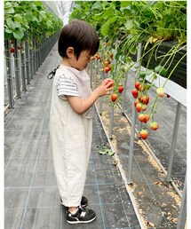 お気に入りサロペがぴったりに🥹 | 1歳から着てるお気に入り🥹　　　　　　　　　　　　　そろそろサイズアウトかぁ😂💓(その他)