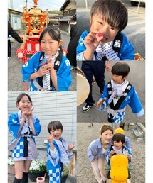 春のお祭り⛩️お神輿👧🏻👦🏻✨ | 地域の小さなお神輿を子供達👧🏻👦🏻が引っ張り練り歩くお祭り⛩️途中3回の休憩毎にお菓子🍪🍿🍬を食べまくる😆子供達にとっては春のお菓子祭り🤣🎶RENは太鼓叩きが楽しかったみたいです🤗(その他)