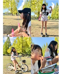たくさん遊びました🚲🫧 | お天気良くてシャボン玉も気持ちよかった☺️🫧SARAの自転車はもう小さくなり新しく買い直さなければ🚲💦(アウトドア/スポーツ)