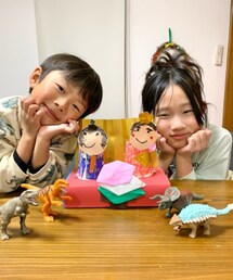 RENの手作りお雛様🎎💓 | RENが保育園で作ってきたおひな様🎎可愛くてしばらく飾っています🥰🌸(フィギュア)