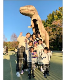 きょうちゃんファミリーと💓 | 念願の恐竜広場🦖💨みんなでがおー♡ポーズ✨　　　　レンレン君コラ画ver.🤭(ラッピングキット)