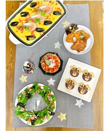 Christmas dinner🎄✨ | 毎年恒例のパエリア🥘これを食べるとクリスマスを実感する様になりました🤭🎄SARAとトナカイのチョコパイも作って楽しかったです🦌✨(食器)