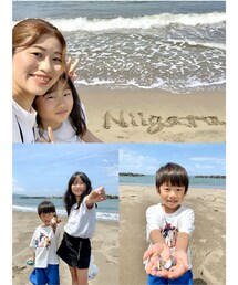新潟旅行🚙REN初めての海✨ | 初めは行きたがらなかった2人😂連れて行くと波打ち際も貝殻拾いもとっても楽しんでくれました🐚✨非日常の海を知れて素敵な思い出が出来ました🥹🫧(その他)