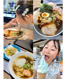 夏の旅行富山SA🍦✨ | 富山の有磯海SAにてお昼ご飯🍜白エビ蕎麦美味しかった🥹暑すぎてしんきろうソフトクリームも🍦美味しくてとろけました〜🫠💓(その他)