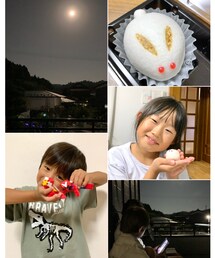 お月見🐰🌕スウィーツ同盟会🎑 | お月見して🌕🐰さんのお饅頭食べました🎑　　　　　　子供達は月よりタブレットに夢中😂　　　　　　　　　レンはLaQに夢中！アイアンマンとスパイダーマン🕷️(その他)