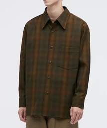 UNIQLO | ヘビーフランネルオーバーサイズシャツ　オリーブ　XLサイズ(シャツ/ブラウス)