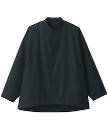 MUJI Labo | 撥水高密度織りスタンドカラージャケットＬ～ＸＬ・黒(ノーカラージャケット)