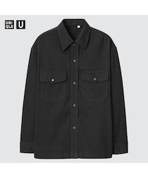 UNIQLO | デニムオーバーサイズシャツ　黒　XL(シャツ/ブラウス)