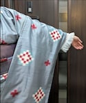 グレー×銘仙袷の「水着/着物・浴衣(着物)」