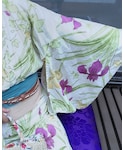アヤメ柄×クリーム色の浴衣の「水着/着物・浴衣(浴衣)」