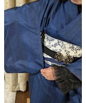 縦幾何学×紺袷の「水着/着物・浴衣(着物)」
