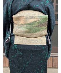 ベージュ×緑,名古屋帯 | 着物