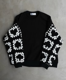 DISCOVERED | PLAYCARD CROCHET SLEEVE SWEAT(スウェット)