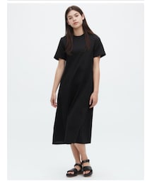 UNIQLO | マーセライズコットンAラインワンピース（半袖・丈短め・108.5～119.5cm）
(ワンピース)