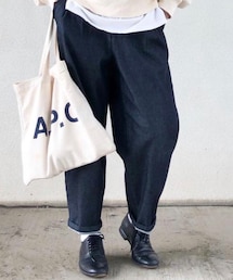 無印良品 | 縦横ストレッチデニムタックワイドパンツ（ダークネイビー）(デニムパンツ)