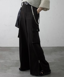 【Aran】side zip flared cargo denim / サイドジップ フレアカーゴデニム