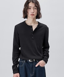 SINSS | Compact rib henley LS T-shirt / コンパクトリブヘンリーロングスリーブTシャツ(Tシャツ/カットソー)
