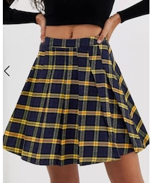 Daisy Street | Daisy Street mini skirt in pleated yellow check(スカート)