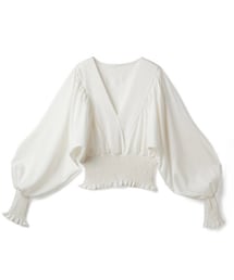 GRL | Vネックシャーリングブラウス[at1604] 色:オフホワイト¥1,499（税込） (シャツ/ブラウス)