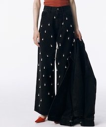 JOSE MOON | WIDE DENIM PANTS with PEARL/ワイドデニムパンツウィズパール(デニムパンツ)