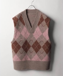 FOLL | アーガイルスラブニットベスト(ベスト)