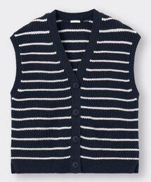 GU | ボーダーニットベストOSQ(ベスト)