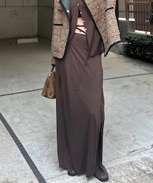 ELCHELE | MELLOW CUTSEW SKIRT / brown / 36size(スカート)