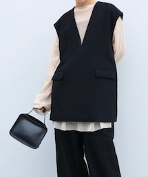 aere | V-neck vest - made in Japan - BLACK/size 36(ベスト)