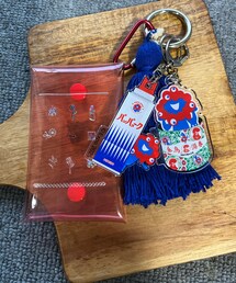 キンチョー×ミャクミャクアクキーリメイク | ミャクミャクにタッセルとミニポーチにネイルシール貼ってバッグチャームにしてみた😻(チャーム)