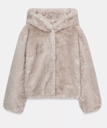 ZARA | ショートフェイクファーコート フード付き　Sサイズ　¥ 10,990 (ジャケット/アウター)
