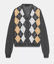 ZARA | ひし形ニットカーディガン  M ¥ 6,590(カーディガン/ボレロ)