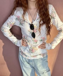 OPEN Yy | 【26SS】FLORAL HOOK HENLEY LONG SLEEVE¥25080(Tシャツ/カットソー)