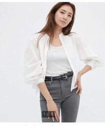 UNIQLO |  コットンボリュームスリーブブラウス（長袖）White/S(シャツ/ブラウス)
