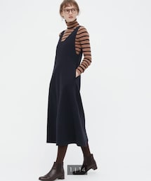 UNIQLO | ブラッシュドジャージージャンパースカート　NAVY/S(ジャンパースカート)