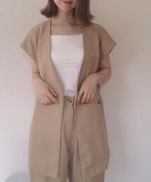 MISTORE | MISTOREノーカラーフレンチスリーブジャケット(ノーカラージャケット)