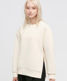 UNIQLO | ウルトラストレッチドライスウェットプルオーバー（01 OFF WHITE）(スウェット)