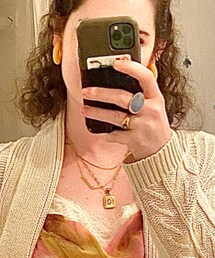 Anthropologie initial necklace, old navy + madewell rings | アクセサリー