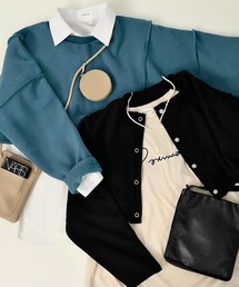 primaras | ✔︎2way裏起毛パイピング切替SW／ブルーグリーン・ブラック(スウェット)