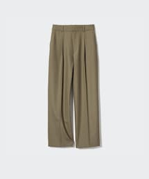 UNIQLO | タックワイドパンツ  OLIVE  Lサイズ(スラックス)