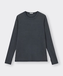 GU | ウォッシュドスリムフィットT[長袖]NT+E  DARK GRAY  Lサイズ(Tシャツ/カットソー)
