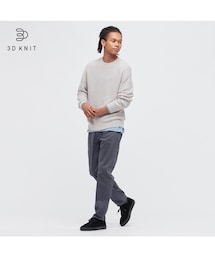 UNIQLO | 3Dクルーネックニット  LIGHT GLAY  Lサイズ(ニット/セーター)