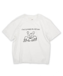 SOD | SOD Co.“朋克青蛙”大廓形T恤 Oversized 米白色复古印花竹节棉(Tシャツ/カットソー)