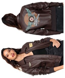 Hot Topic | Her Universe Marvel Captain Marvel Cosplay Girls Faux Leather Aviator Jacket(ライダースジャケット)